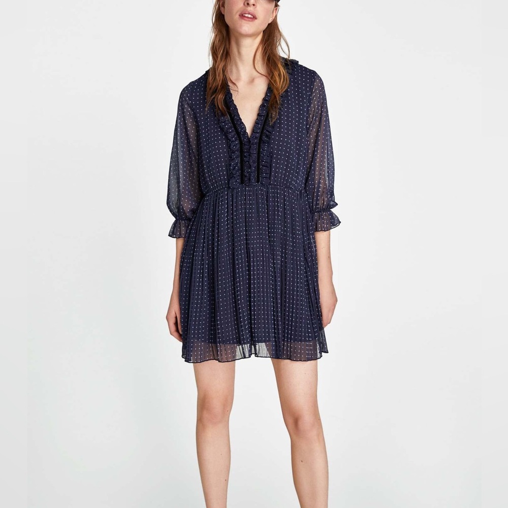 Zara Pleated Polka Dot Dress